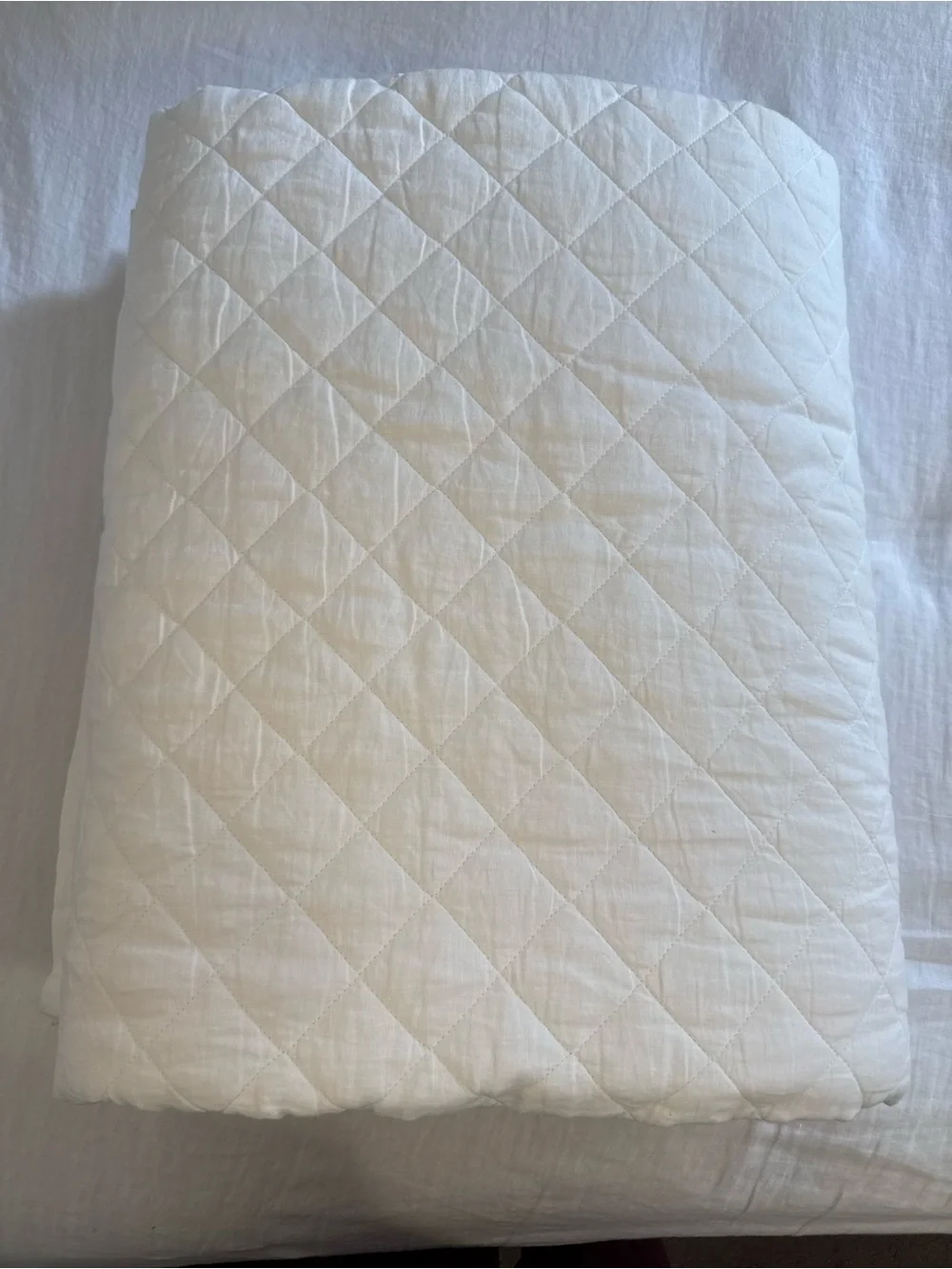 Pottery Barn Belgian Flax Linen Diamond Quilt